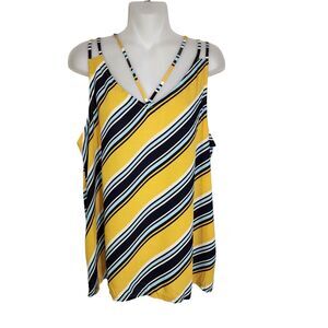 Maurices Womens Tank Top Sz Large Striped Strappy V Neck Sleeveless Lightweight